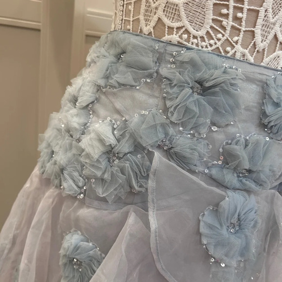 LoveShackFancy Grover Floral-Appliqué Tiered Organza Ruffled Maxi Skirt - Picture 6 of 12